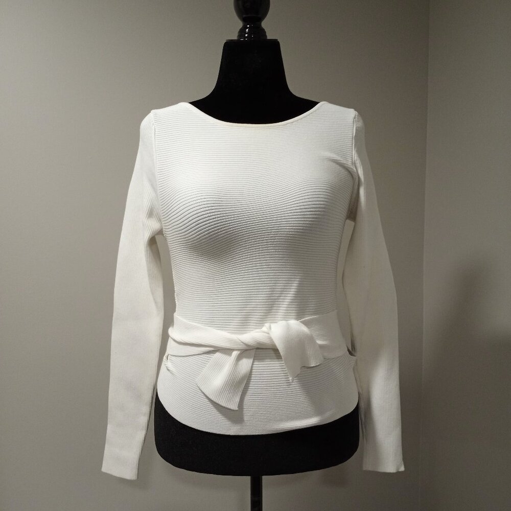 525 CREAM BANDAGE TOP WITH SASH WOMEN SIZE M